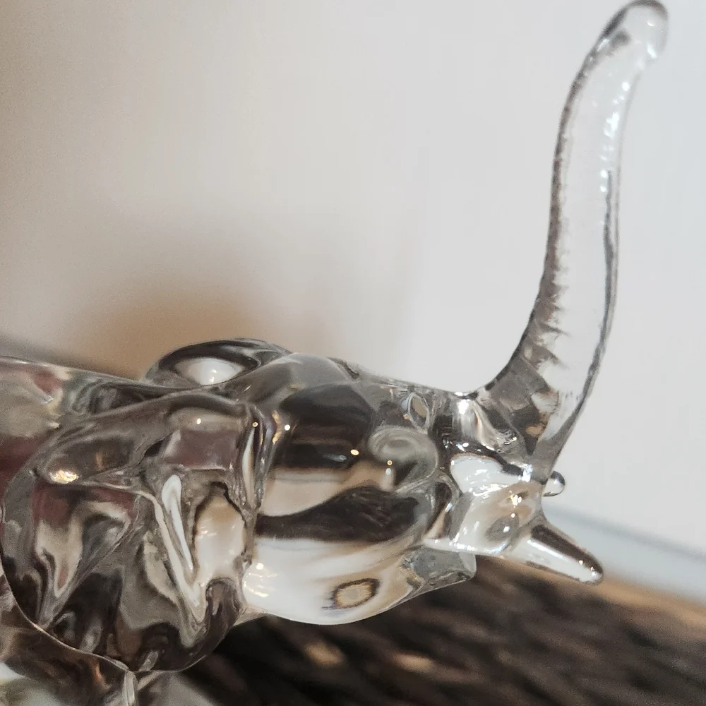 Vintage d'Arques 24% Lead Crystal France Elephant Figurine Sculpture FrostedBase